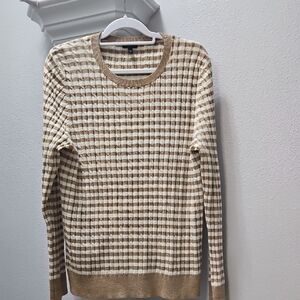Talbots  Cable Knit Cream and Tan Sweater NWOT